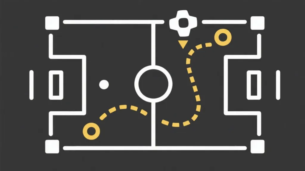 战术示意图：定位球与反击路线