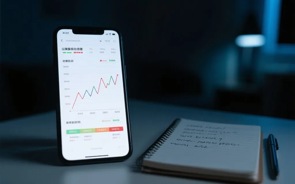 手机查看赛程与数据图表，旁边有笔记本记录预测框架